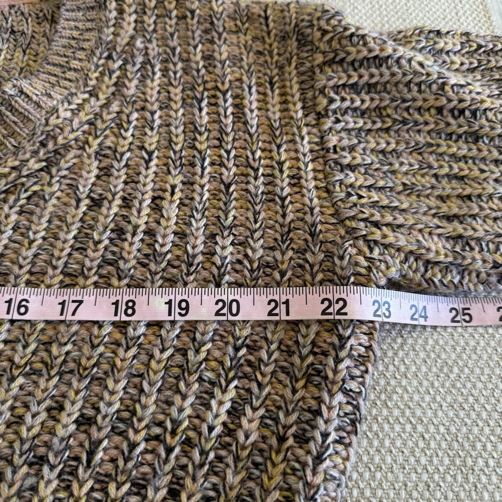 Anthropologie Pilcro Marled Chunky V-Neck Wool Blend Knit Sweater Size L Brown - Picture 10 of 11